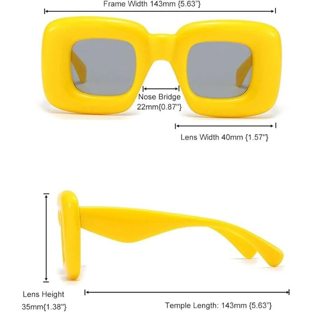 Men Sunglasses Square Thick Frame Uv400 Protection Fashion Street‎ Festival Wear